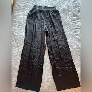 Satiny Wide Leg Black Pants